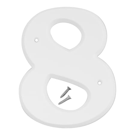 6In White Plastic Number 8, 5PK